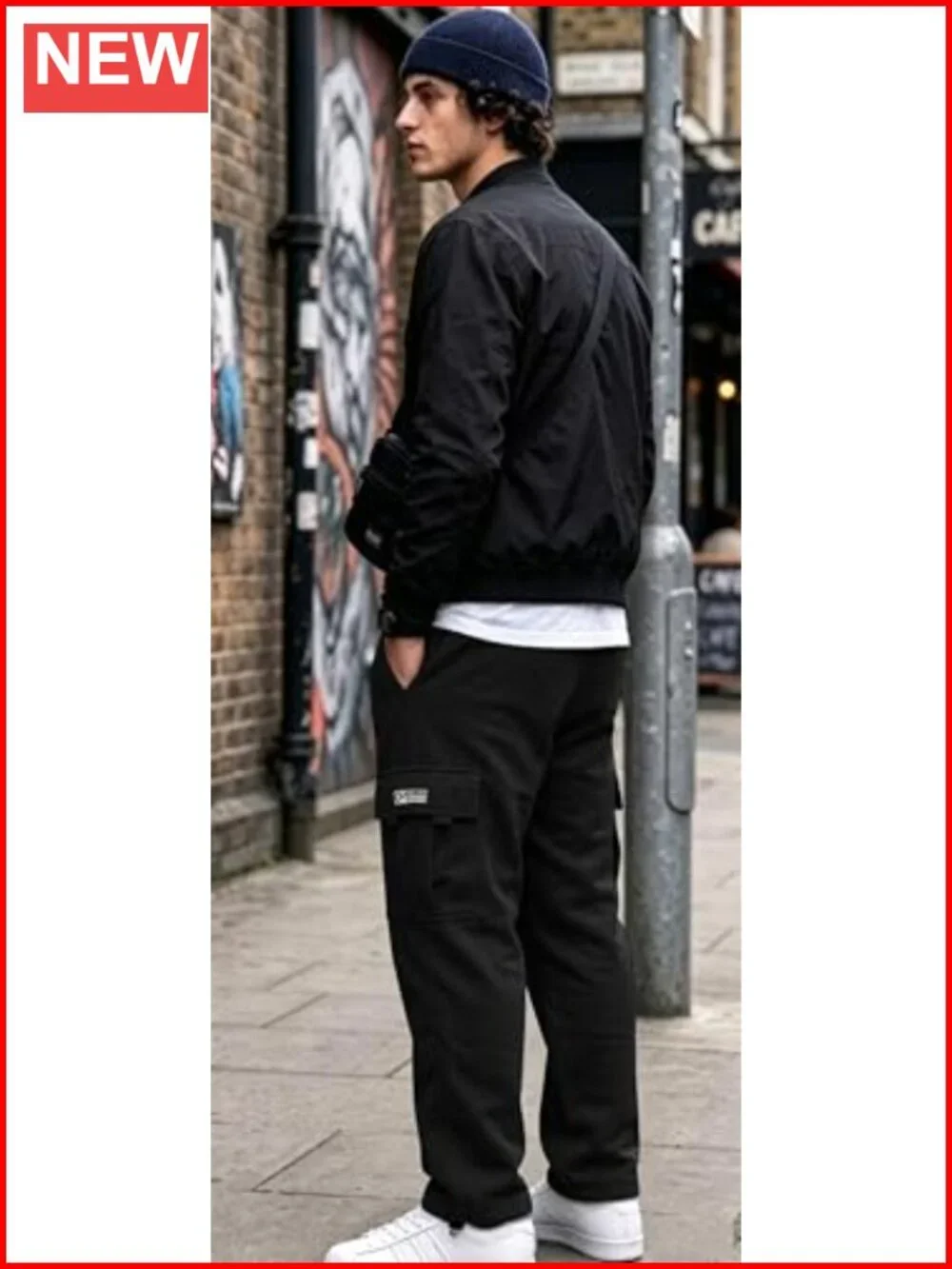 Mens Cargo Sweatpants Drawstring Hiking Joggers Cotton Straight Leg Athletic